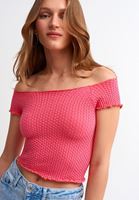 Women Pink Seamless Crop T-Shirt