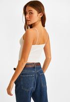 Women White V-Neck Seamless Tank Top