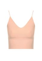 Bayan Pembe Dikişsiz İnce Askılı Crop Top