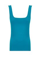 Women Blue Square Neck Cotton Tank Top