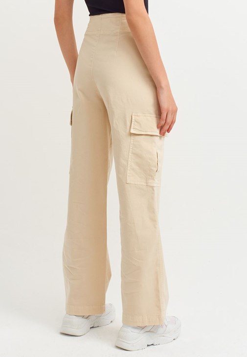 【BAON】Puho Bijo Cotton Cargo Pants Beige High Rise Cotton Cargo Pant Online Shopping | OXXOSHOP