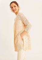 Women Beige Oversize Cotton Cardigan