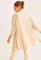 Women Beige Oversize Cotton Cardigan
