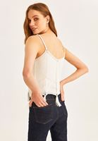 Women Cream V-Neck Cotton Tank Top
