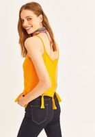 Women Yellow V-Neck Cotton Tank Top