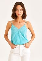 Women Blue Double Breasted Top