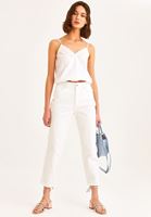 Women White Double Breasted Top