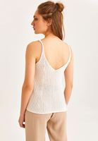 Women Cream V-Neck Singlet With Thin Straps