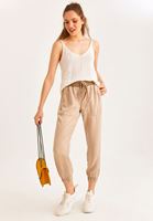 Women Cream V-Neck Singlet With Thin Straps