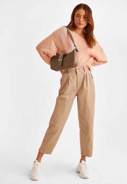 Slouchy Pantolon ve Kayık Kazak Kombini
