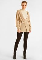 Women Beige V-Neck Long Sleeve Cardigan