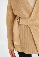 Women Beige V-Neck Long Sleeve Cardigan