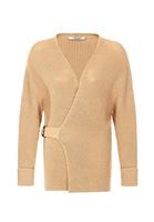 Women Beige V-Neck Long Sleeve Cardigan