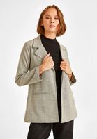 Bayan Gri Yırtmaç Detaylı Blazer Ceket
