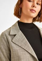 Bayan Gri Yırtmaç Detaylı Blazer Ceket