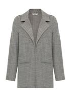 Bayan Gri Yırtmaç Detaylı Blazer Ceket
