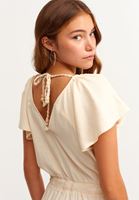 Women Beige Twilled Neck Overall