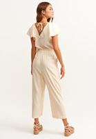 Women Beige Twilled Neck Overall
