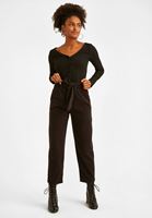 Women Black V-Neck Pullover