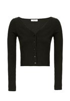 Women Black V-Neck Pullover