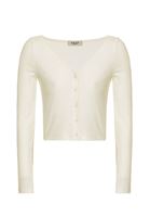 Women Cream V-Neck Pullover