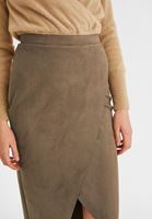 Women Brown Double Breasted Midi Skirt