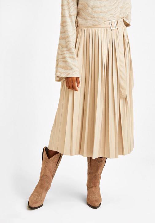  Suede Pleated Skirt 