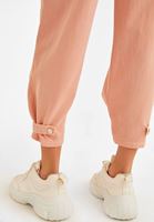 Bayan Pembe Yüksek Bel Çıtçıt Detaylı Pantolon  ( TENCEL™ )