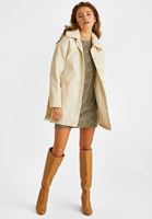 Women Cream Faux Fur Detailed Jacket