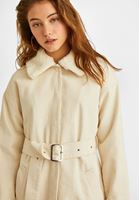 Women Cream Faux Fur Detailed Jacket