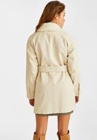 Women Cream Faux Fur Detailed Jacket