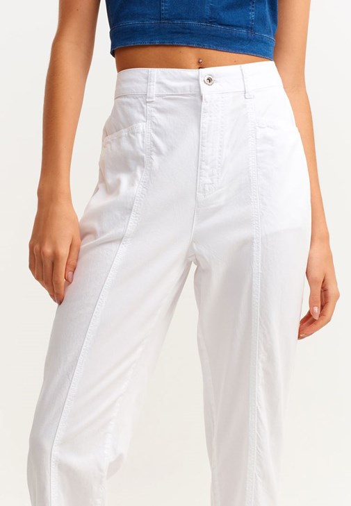 Lace Up Pantolon ve Denim Crop Top Kombini