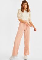 Bayan Pembe Yüksek Bel Geniş Paça Pantolon ( TENCEL™ )