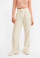Bayan Krem Yüksek Bel Geniş Paça Pantolon ( TENCEL™ )