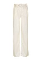 Bayan Krem Yüksek Bel Geniş Paça Pantolon ( TENCEL™ )