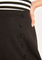 Women Black High Rise A-Line Midi Skirt