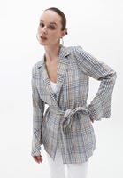 Women Mixed Multi Color Checked Detailed Jacket