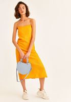 Women Yellow Slouchy Neck Midi Dress