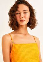 Women Yellow Slouchy Neck Midi Dress