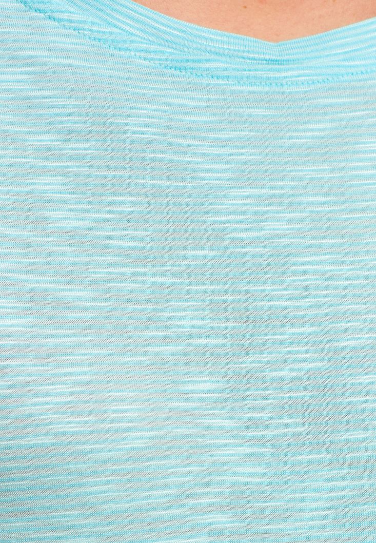Women Blue Boat Neck Basic T-Shirt