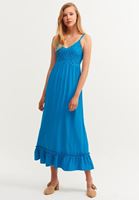 Women Blue Embroidered Romantic Dress