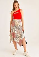 Women Mixed Midi Skirt