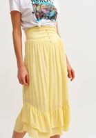 Women Yellow Midi Skirt With Slit Detail