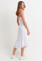 Women White Midi Skirt With Slit Detail