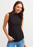 Women Black High Neck Sleeveless Tank Top