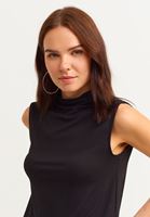 Women Black High Neck Sleeveless Tank Top