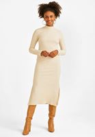 Women Beige High Neck Maxi Dress