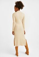 Women Beige High Neck Maxi Dress