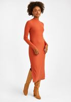 Women Brick High Neck Maxi Dress
