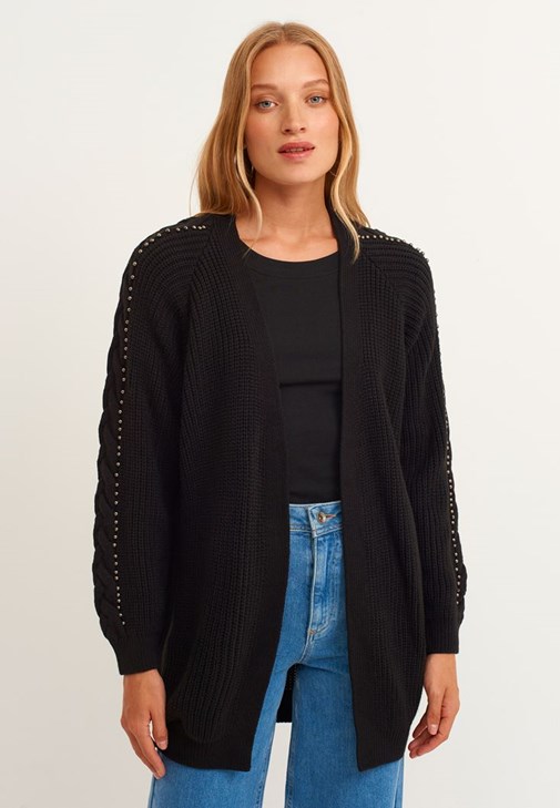 Pamuklu Esnek Dokulu Tişört ve Wide-Leg Denim Pantolon Kombini 
